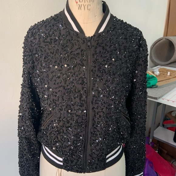 Alice+Olivia Limited Addition Beatles Sequined Bomber Jacket - Picture 2 of 4
